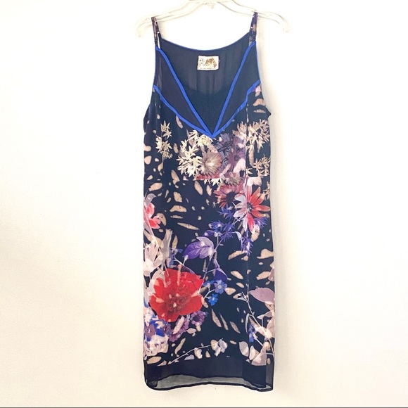 Free People Dresses & Skirts - Free People Floral Mini Slip Dress Black Blue Med